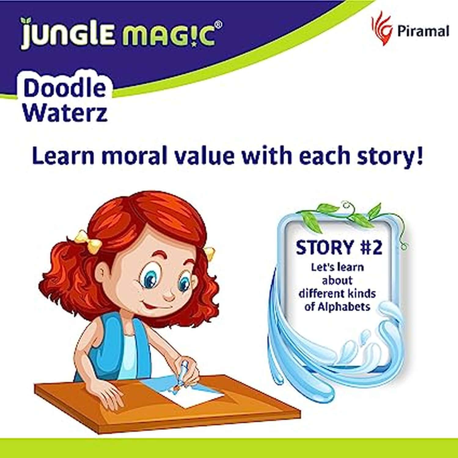 Jungle Magic Doodle Waterz - Reusable I Water Colouring Book - Alphabets