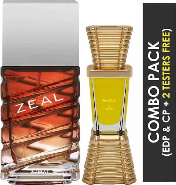 Ajmal Zeal Eau De Parfum 100Ml Perfume For Men And Selfie Cp Oil Alcohol-Free Attar 10Ml For Men