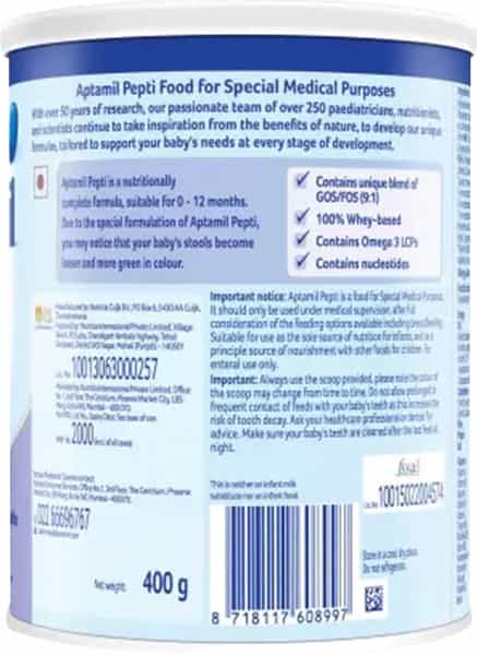 Aptamil Pepti | Hypoallergenic Formula | From 0 To 12 Months | Tin 400 Gm