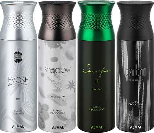 Ajmal Evokesilver Edition & Shadow Homme & Sacrificeiihim & Carbon Deodorant - For Men 200 Ml