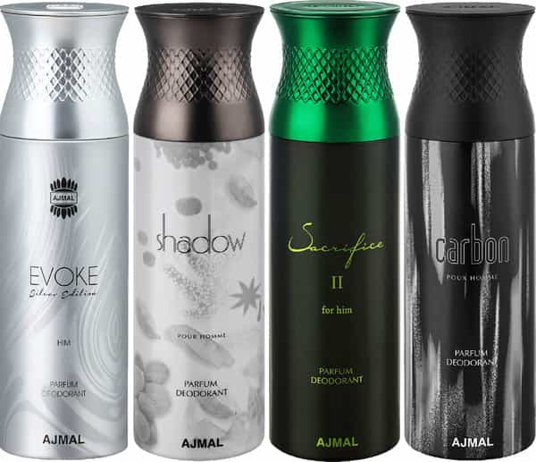 Ajmal Evokesilver Edition & Shadow Homme & Sacrificeiihim & Carbon Deodorant - For Men 200 Ml