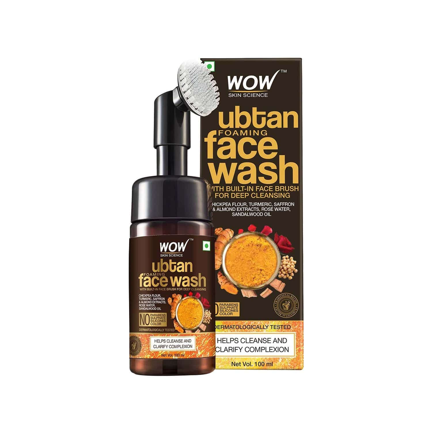 Buy Wow Skin Science Ubtan Foaming Face Wash With BuiltIn Brush 100