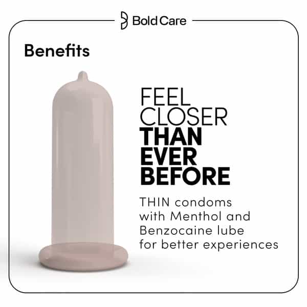 Bold Care 404 Ecstasy Condoms For Men |Fire And Ice Sensation |With Disposable Pouches - 10 Pcs.
