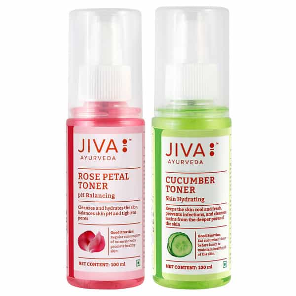 Jiva Skin Toner For Glowing Skin Combo | Rose Petal Water 100 Ml | Cucumber Water 100 Ml | Pack Of 2