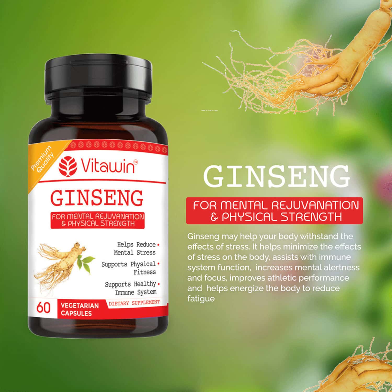 Buy VITAWIN GINSENG FOR STRENGTH STAMINA & ENERGY HERBAL NUTRITION