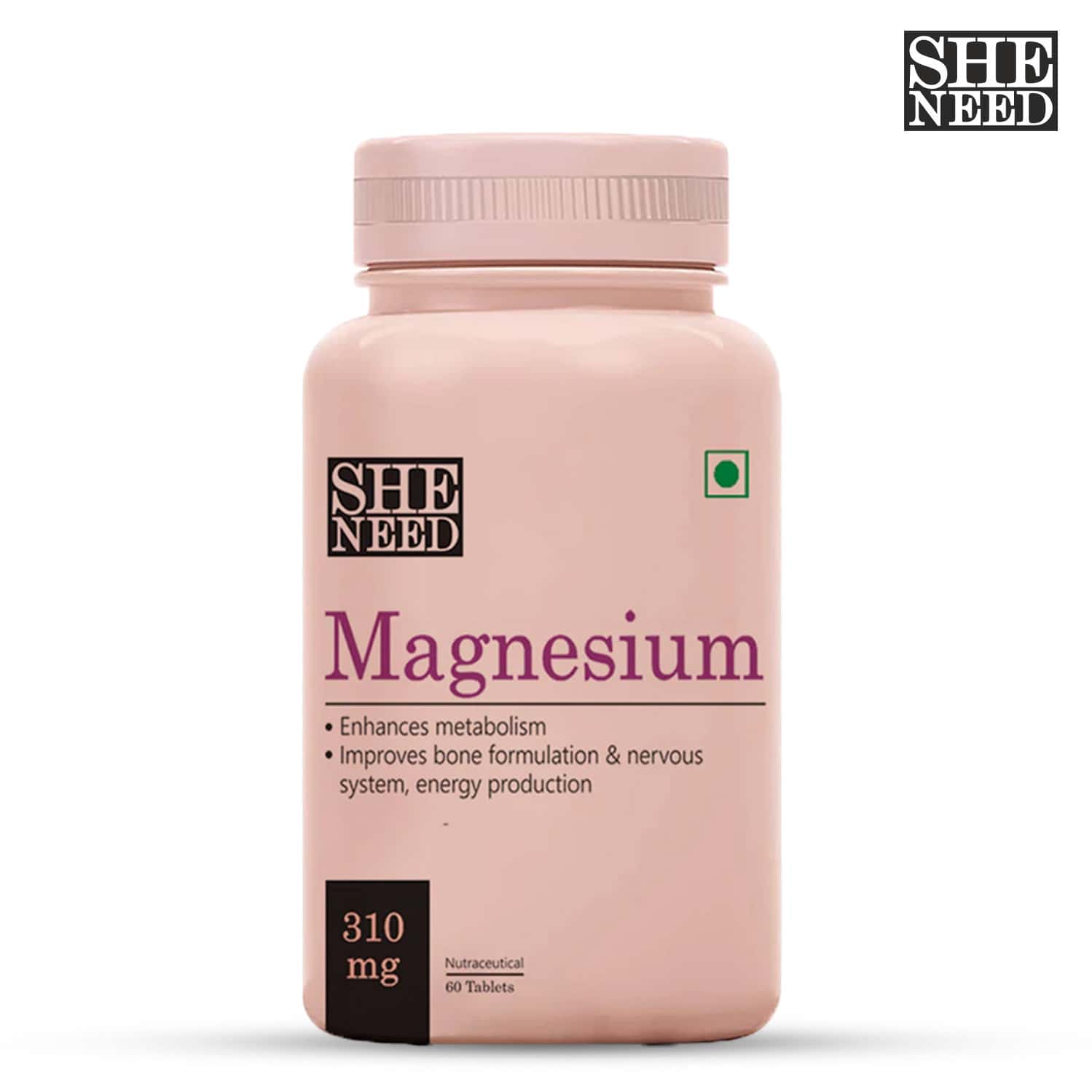 Sheneed Magnesium Supplement For 310 Mg Sport Recovery Bone Muscle Health | Metabolism-60 Capsule