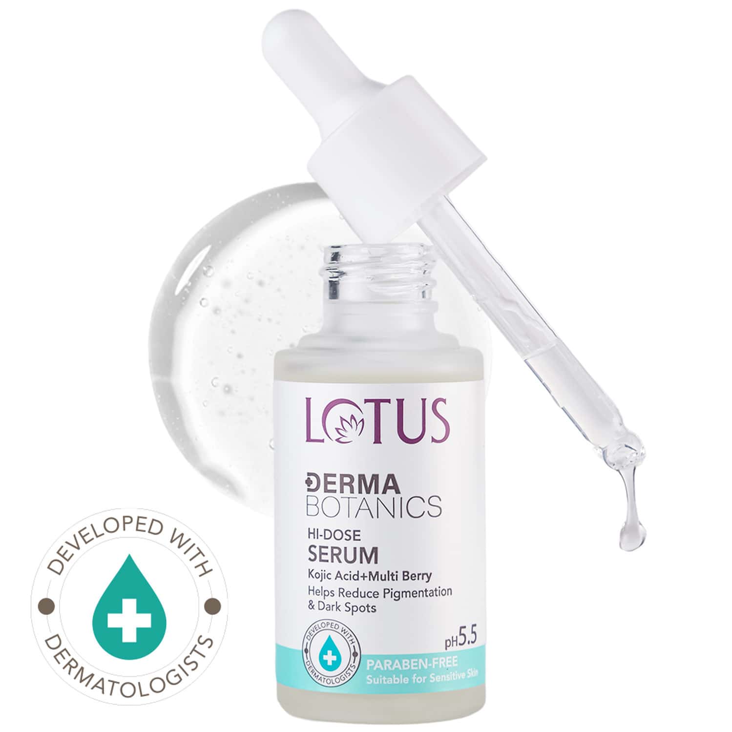Lotus Dermabotanics Kojic Acid + Multi Berry Hi-dose Serum | Ph 5.5 | For Sensitive Skin | 28ml
