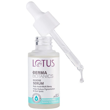 Lotus Dermabotanics Kojic Acid + Multi Berry Hi-Dose Serum | Ph 5.5 | For Sensitive Skin | 28Ml