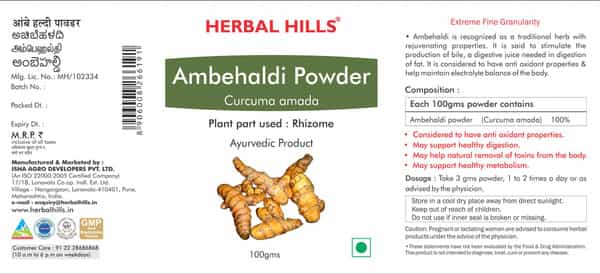 Herbal Hills Ambehaldi Powder - 100 Gms (Pack Of 2)