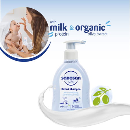 Sanosan Baby Bath & Shampoo | 2-In-1 Gentle Cleanser - No Tears | Newborn - 200ml