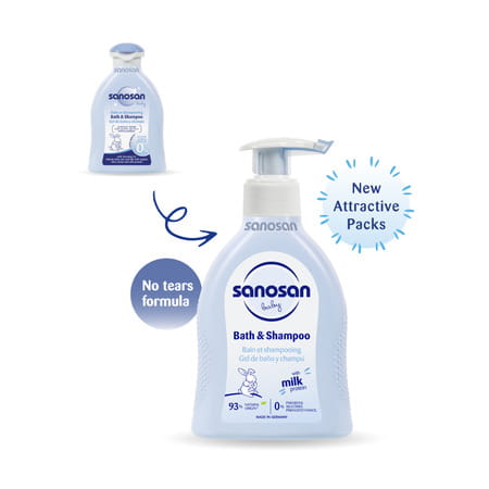 Sanosan Baby Bath & Shampoo | 2-In-1 Gentle Cleanser - No Tears | Newborn - 200ml