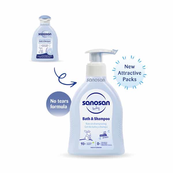 Sanosan Baby Bath & Shampoo | 2-In-1 Gentle Cleanser - No Tears | Newborn - 200Ml