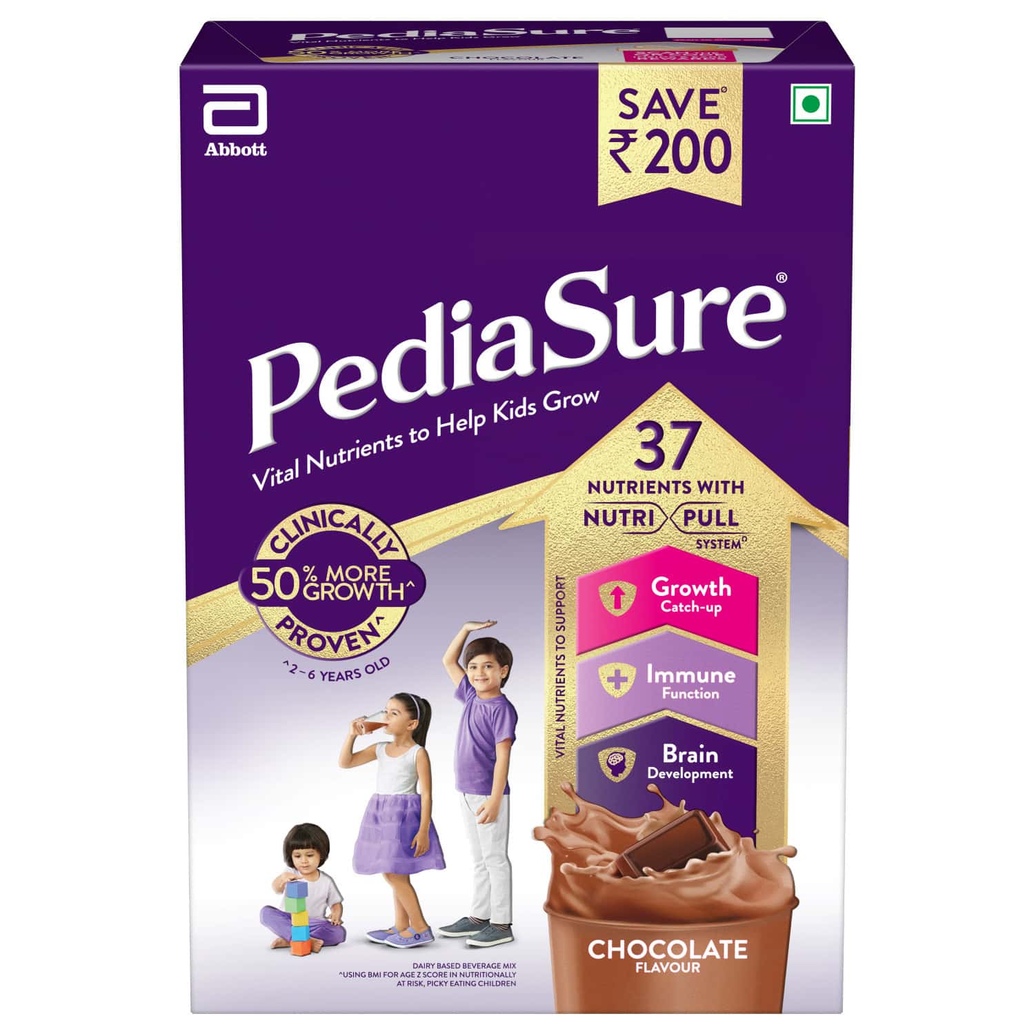 Pediasure Vital Nutrients To Help Kids Growth For 2-6 Years Old Chocolate Flavour Box Of 950 Gm