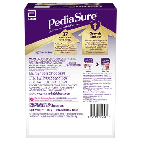 Pediasure Vital Nutrients To Help Kids Growth For 2-6 Years Old Chocolate Flavour Box Of 950 Gm