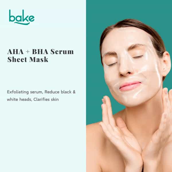 Bake Aha + Bha Serum Sheet Mask For Clear | Glowing Skin & Dark Spots (20G)