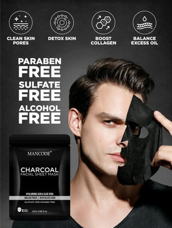Mancode Charcoal Facial Sheet Mask 25ml