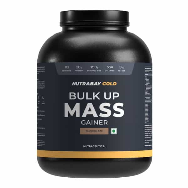 Nutrabay Gold Bulk Up Mass Gainer | Carbs To Protein Blend (3:1) | 30G Protein - 3Kg | Chocolate