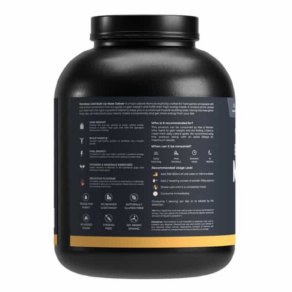 Nutrabay Gold Bulk Up Mass Gainer | Carbs To Protein Blend (3:1) | 30G Protein - 3Kg | Chocolate