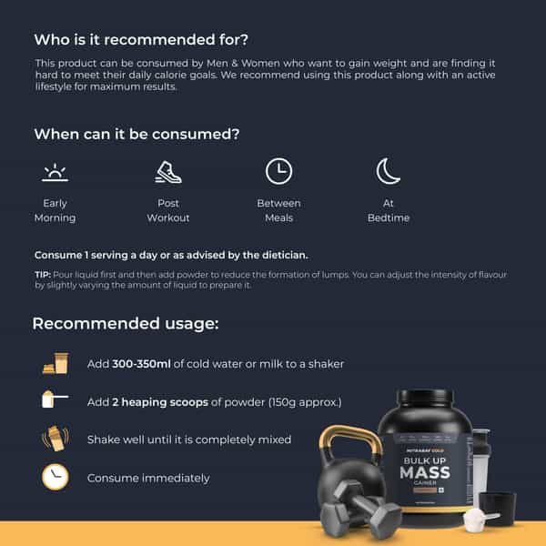 Nutrabay Gold Bulk Up Mass Gainer | Carbs To Protein Blend (3:1) | 30G Protein - 3Kg | Chocolate