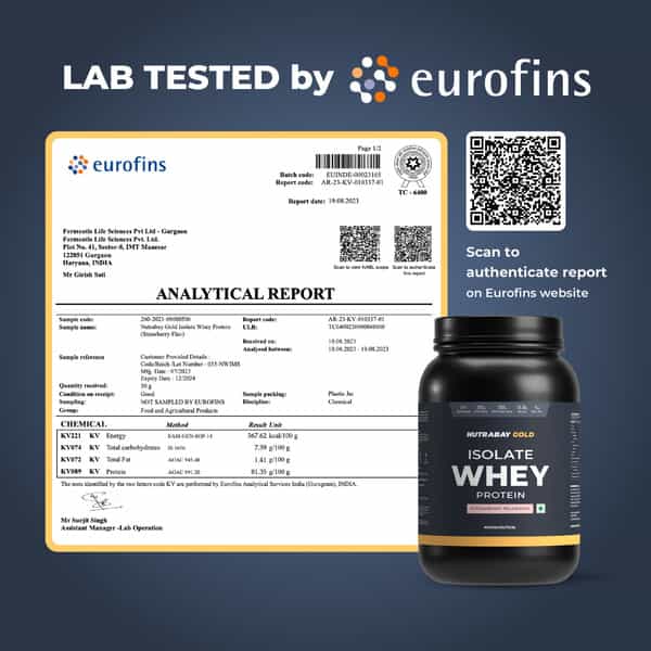 Nutrabay Gold 100% Whey Protein Isolate Strawberry Milkshake - 1Kg