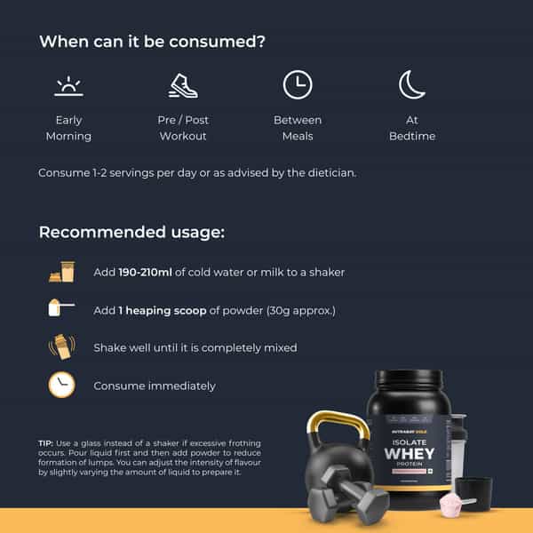 Nutrabay Gold 100% Whey Protein Isolate Strawberry Milkshake - 1Kg