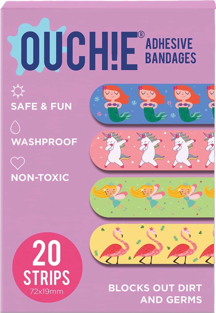 Ouchie Non-Toxic Printed Bandages - Lavendar - 20 Bandages