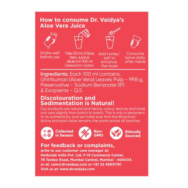 Dr. Vaidya's Aloe Vera Juice -950Ml Pack Of 2