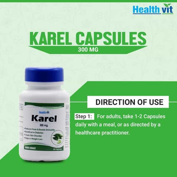 Healthvit Karel Karela Powder 300 Mg -60 Capsules