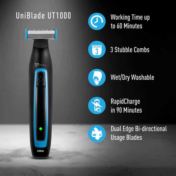 Syska Ut1000 Uniblade Runtime: 60 Min Trimmer For Men (Blue Black)