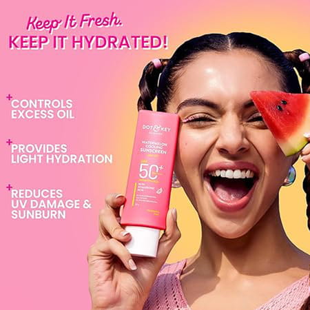 Dot & Key Watermelon Cooling Sunscreen Spf 50+ Pa++++ | With Hyaluronic Acid | All Skin Types | 80g