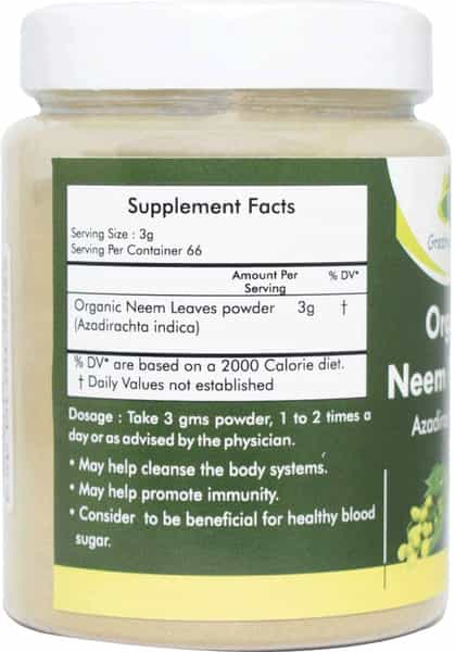 Grazing Meadows Organic 200 Gms Pure Natural And Organic Neem Leaves Powder - Azadirachta Indica
