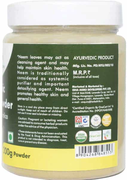 Grazing Meadows Organic 200 Gms Pure Natural And Organic Neem Leaves Powder - Azadirachta Indica