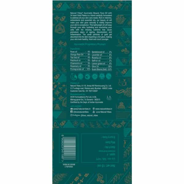 Natural Vibes Gold Beauty Oil - Elixir For Face Lips Neck And Peaceful Sleep - 3 Ml