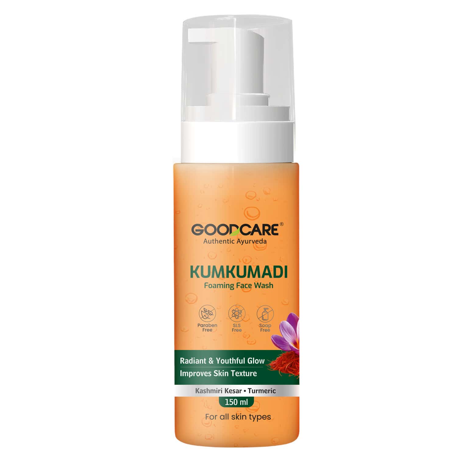 Goodcare Kumkumadi Foaming Face Wash | Ayurvedic | Sls & Paraben-Free | 150 Ml