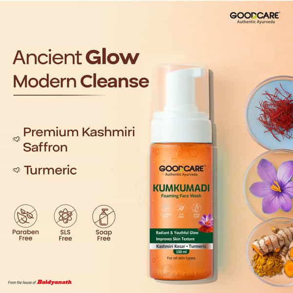 Goodcare Kumkumadi Foaming Face Wash | Ayurvedic | Sls & Paraben-Free | 150 Ml
