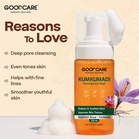 Goodcare Kumkumadi Foaming Face Wash | Ayurvedic | Sls & Paraben-Free | 150 Ml