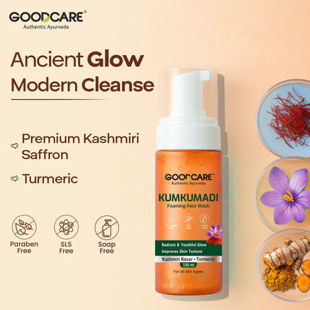 Goodcare Kumkumadi Foaming Face Wash | Ayurvedic | Sls & Paraben-Free | 150 Ml