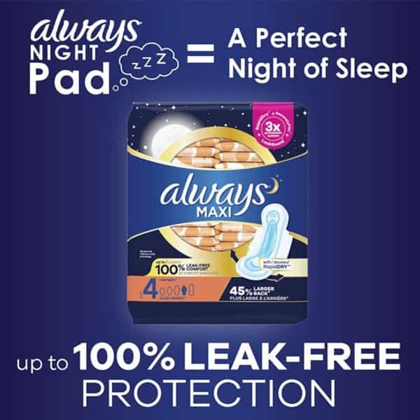 Always Maxi Overnight Pads With Wings| Size 4| Overnight| Unscented| 84 Ct