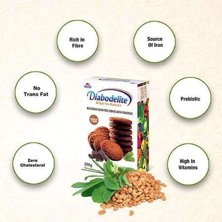 Quantum Naturals Diabe Forte 120 Capsules + Diabodelite Natural Flavour Multi-Grain Cookie 200 Gm