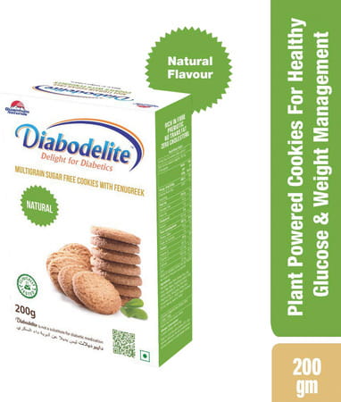 Quantum Naturals Diabe Forte 120 Capsules + Diabodelite Natural Flavour Multi-Grain Cookie 200 Gm