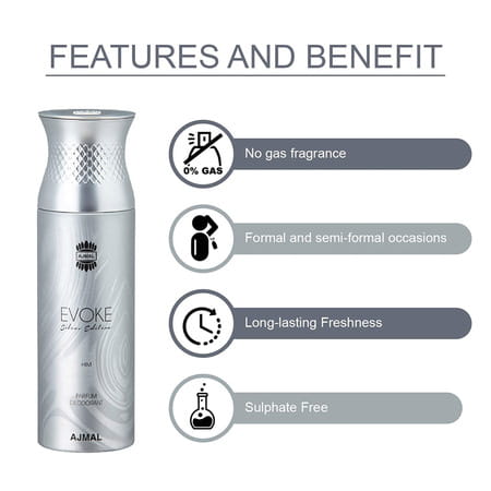 Ajmal Zeal Eau De Parfum 100ml Perfume For Men And Evoke Silver Edition Him Deodorant 200ml For Men