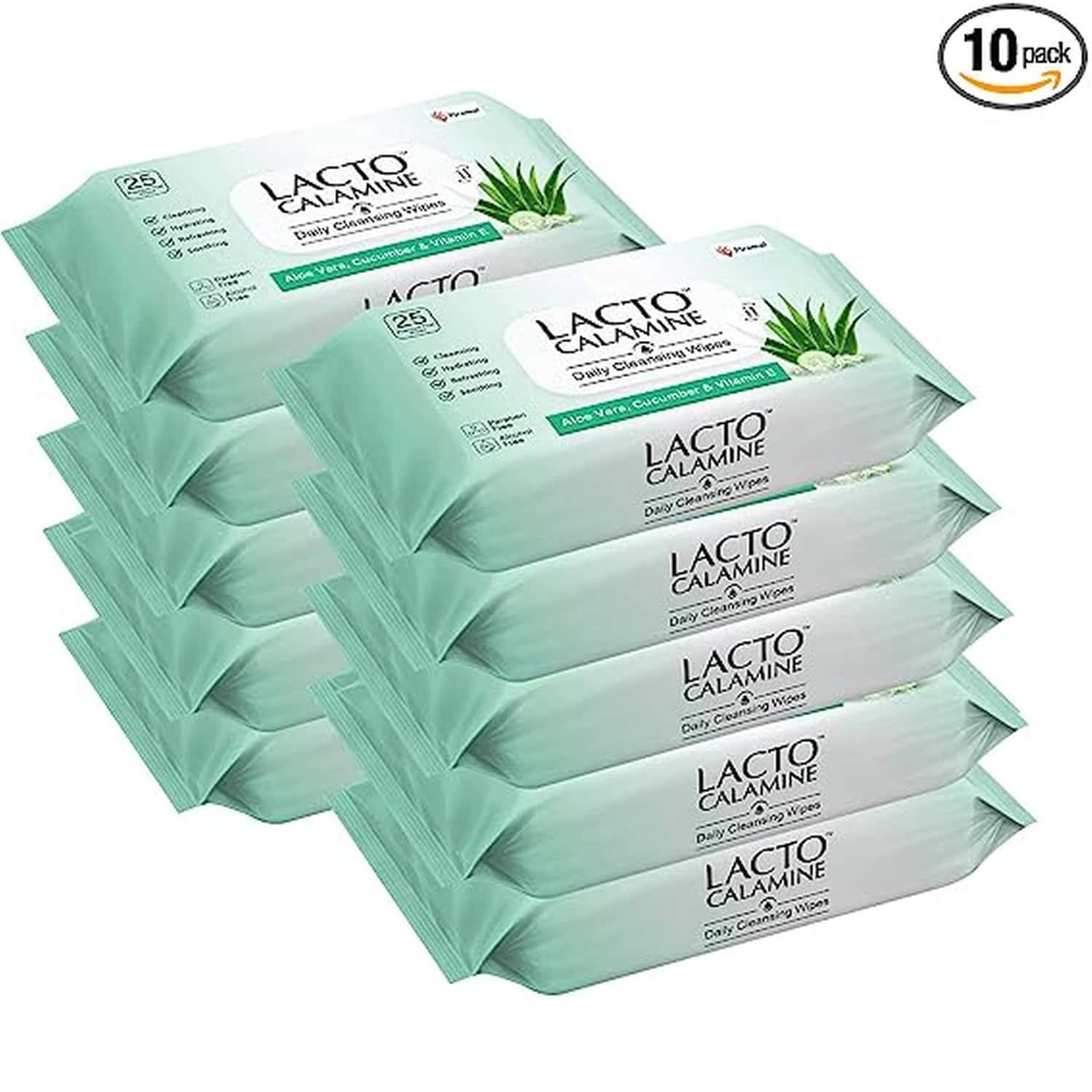 Lacto Calamine Daily Cleansing Wipes (Pack Of 60 X 25 Wipes) | White