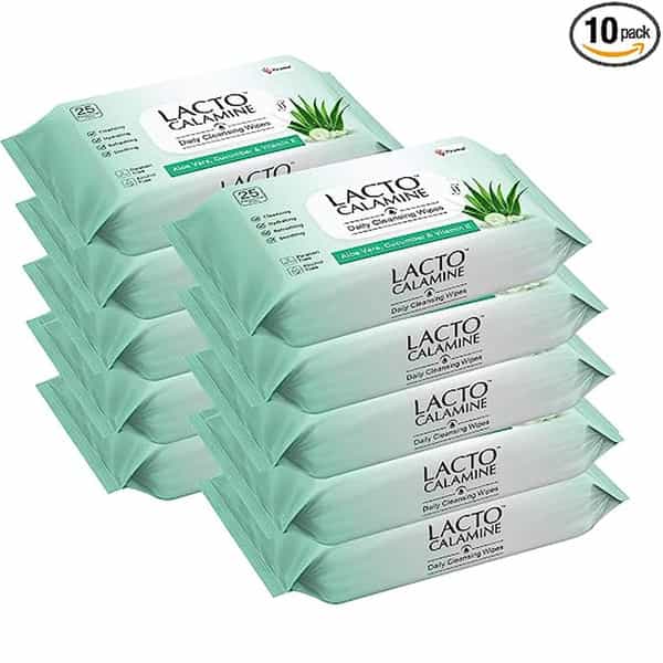 Lacto Calamine Daily Cleansing Wipes (Pack Of 60 X 25 Wipes) | White