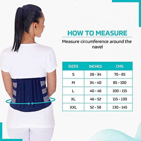 Beatxp Blue Color Lumbo-Sacral Suport Belt|Anatomical Fit|Skin Friendly|Pain Reliever (M)