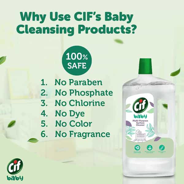 Cif Baby Multi-Purpose Surface Cleaner 100% Naturally Derived Ingredients 1L