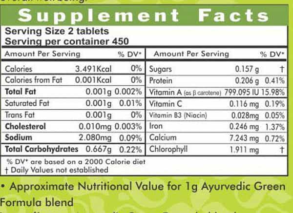 Al-Ayurvedic Life Green Formula Green Food Combination For Healthy Living - 900 Tablets Pack Of 5