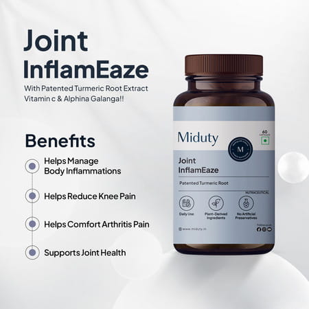 Miduty Joint Inflameaze Curcumin & Boswellin & Ginger Inflammation & Mobility Support - 60 Capsules