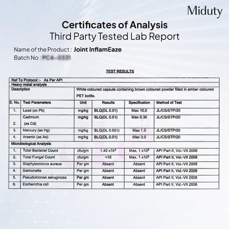 Miduty Joint Inflameaze Curcumin & Boswellin & Ginger Inflammation & Mobility Support 60 Capsules