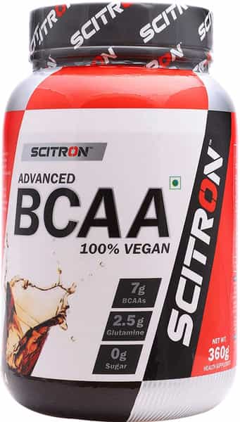 Scitron Advanced Bcaa 100% Vegan (Pre-Workout, 7G Bcaas, 2.5G Glutamine, 30 Servings) - 360 G (Cola)