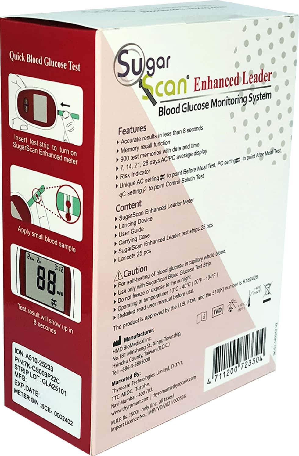 Buy THYROCARE SUGARSCAN BLOOD GLUCOSE MONITORING DEVICE (FREE 25 STRIPS